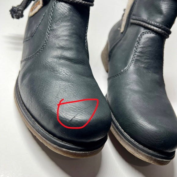 Rieker Fee 93 Woman’s Black Ankle Bootie Foldover Side Tie Zipper Size 41 - Picture 13 of 13